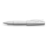 The e-motion Pure Silver writing instruments showcase a dynamic silhouette and distinctive design. This elegant yet modern combination includes a shimmering silver metal barrel with a fine guilloche pattern, complemented by a matte chrome-plated grip section, cap and clip.


The rollerball pen features a barrel made of anodized aluminum with an elaborate Guilloche pattern. The anodizing treatment adds a layer of oxide to the surface. This protective layer gives the e-motion its special coloration and makes 