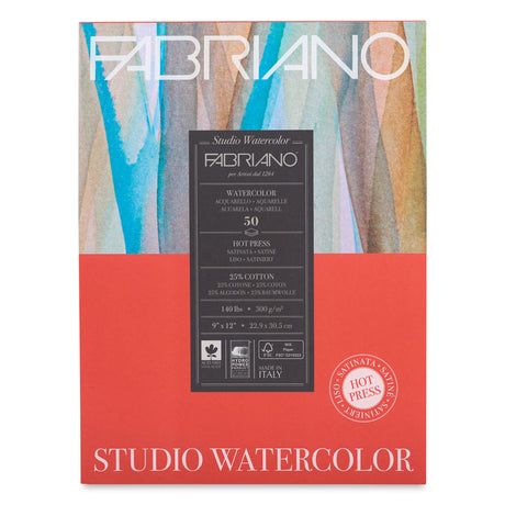 Hot Press paper is ideal for all mixed-media fine art techniques, wet and dry.

The velvety matte finish allows for a high level of detail, similar to that of a pencil. The paper is Acid Free, ecological, and made from 25% cotton fiber and lignin-free cellulose pulp. Studio Watercolor Paper is FSC® certified and produced using hydropower, which significantly reduces emissions of greenhouse gases in the atmosphere. Ideal for watercolour, gouache, acrylic, ink, drawing and mixed media.

Weight of paper: 300gs