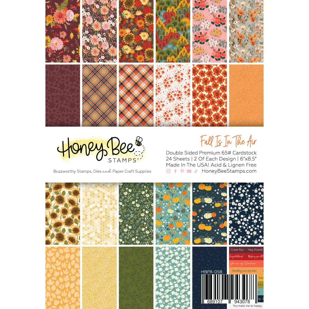 Honey Bee Stamps - Fall Is in the Air Paper Pad 6x8.5 - 24 Double-Sided Sheets