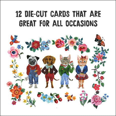 These 12 die-cut cards from Paris-based artist Nathalie Lété are all dressed up and ready to go! Featuring delightful paintings of dapper dogs and cute cats bearing gifts and flowers, these cards will suit all fancies—and occasions.&nbsp;

BELOVED FRENCH ARTIST: Nathalie Lété's distinct aesthetic has attracted a strong worldwide following. She works in a variety of mediums, including illustration, painting, ceramics, and textiles. 