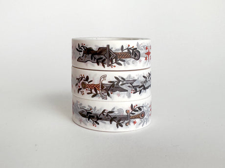 Get ready to wield your creativity with this amazing collection of washi tapes, including the deadly and dashing Swords Washi Tape. Perfect for fantasy nerds, bookstores, gaming stores and anyone that sells to fantasy loving customers. 15mm wide.