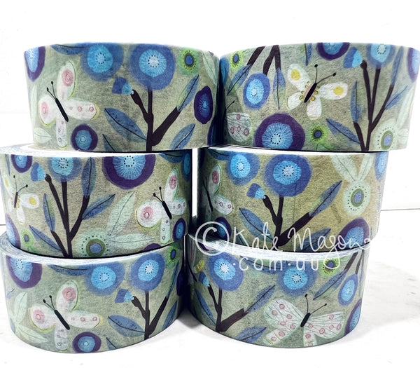 Floral Cornflower Butterfly Washi Tape