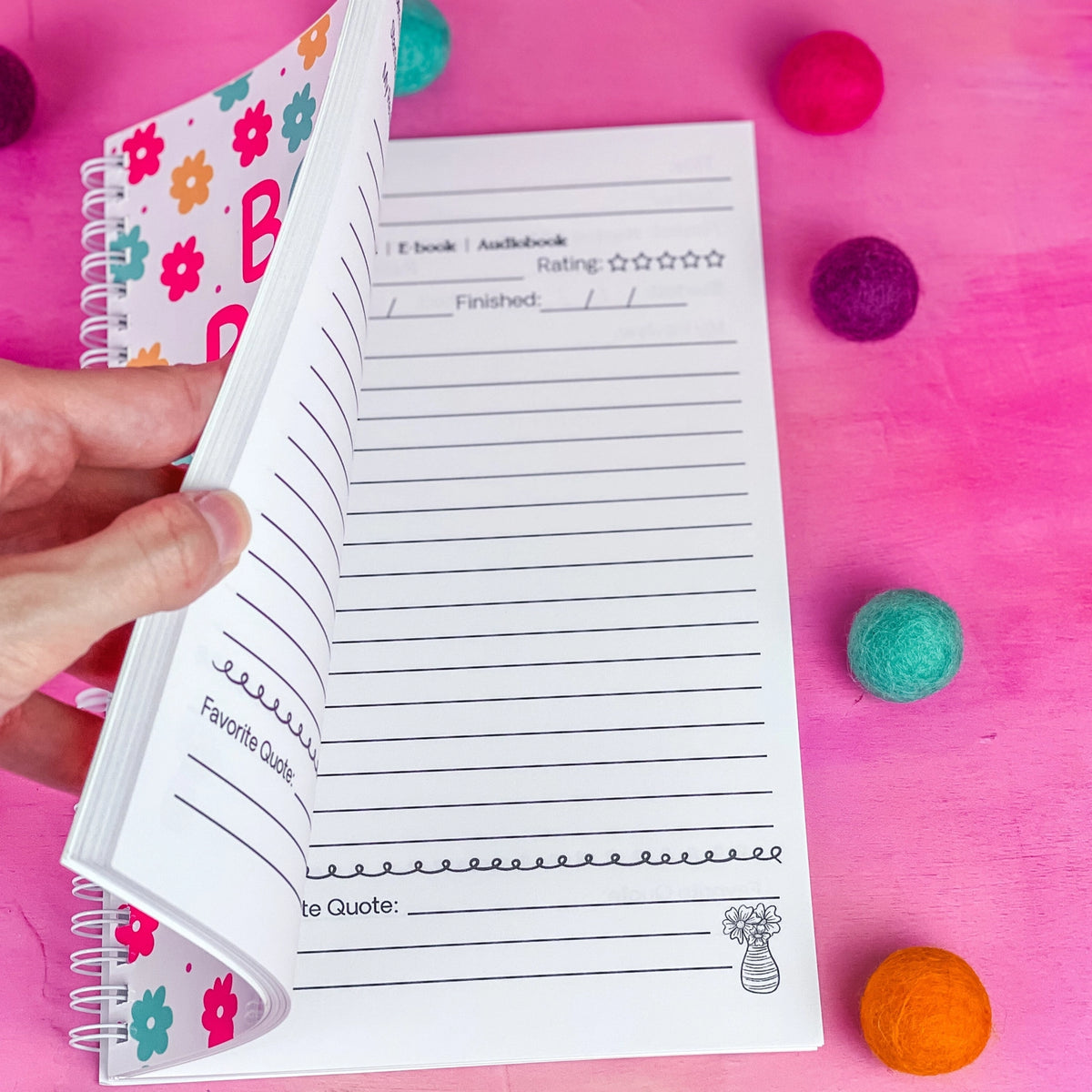 Keep track of your book reviews with this cute book review journal. There are 100 pages for different book reviews. Each review page includes the Title, Author, Start and Finish Dates, Star Rating, Favorite Quote area and your Review!&nbsp;

*DETAILS*

Size: 6x9"

Paper: 80lb interior paper

Wire coil binding

Gloss laminate cover