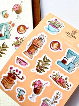 Floral Coffee Washi Sticker Sheet