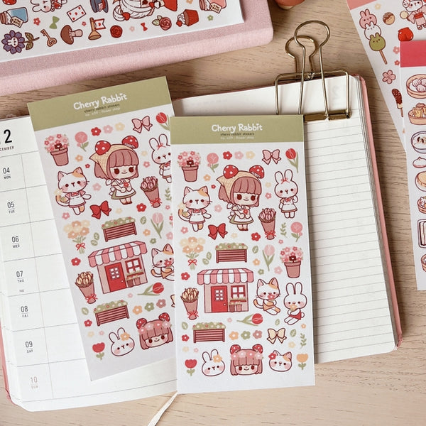 Cherry Rabbit Flower Shop Washi Sticker Sheet