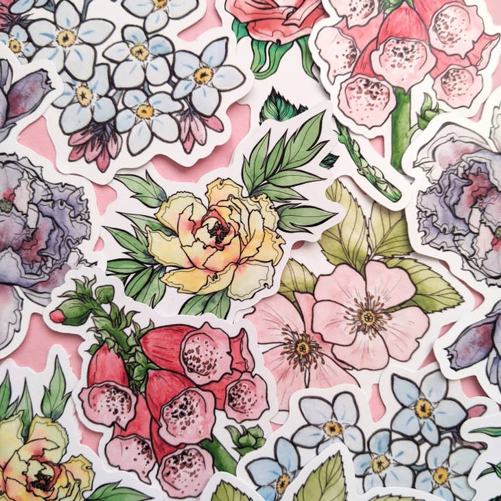 Custom Flower Stickers Flower Sticker Pack - Set of 6