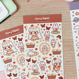 Cherry Rabbit Flowers & Butterflies Sticker Sheet