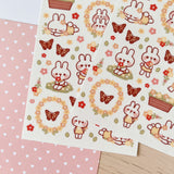 Cherry Rabbit Flowers & Butterflies Sticker Sheet