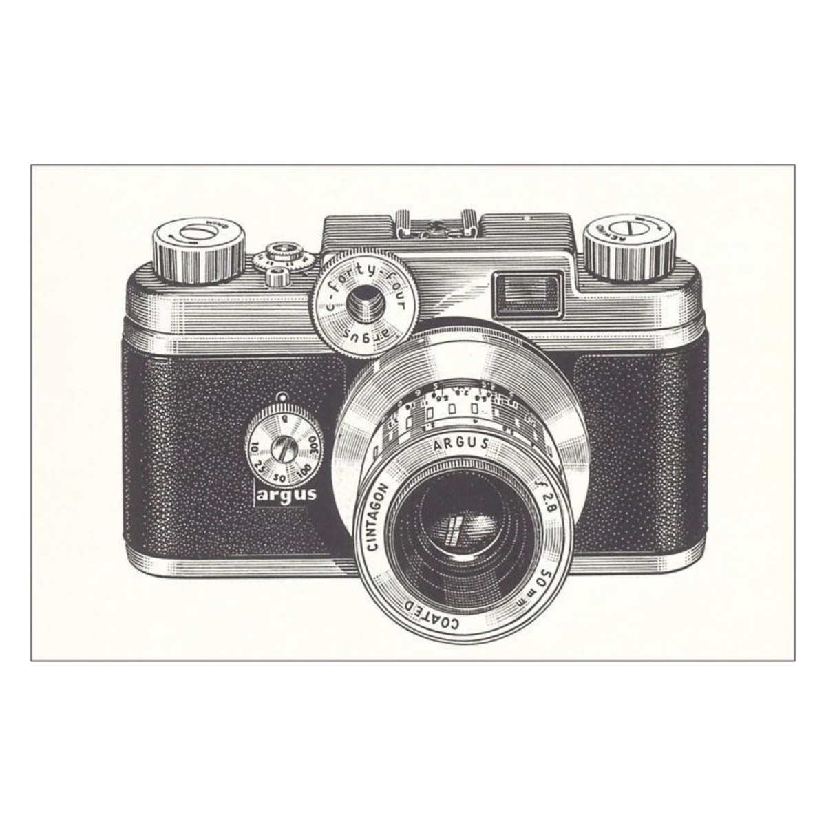 Elevate your inventory with this classic 3.5" x 5.5" postcard featuring an image from our Photography & Film Related collection titled Argus Camera.