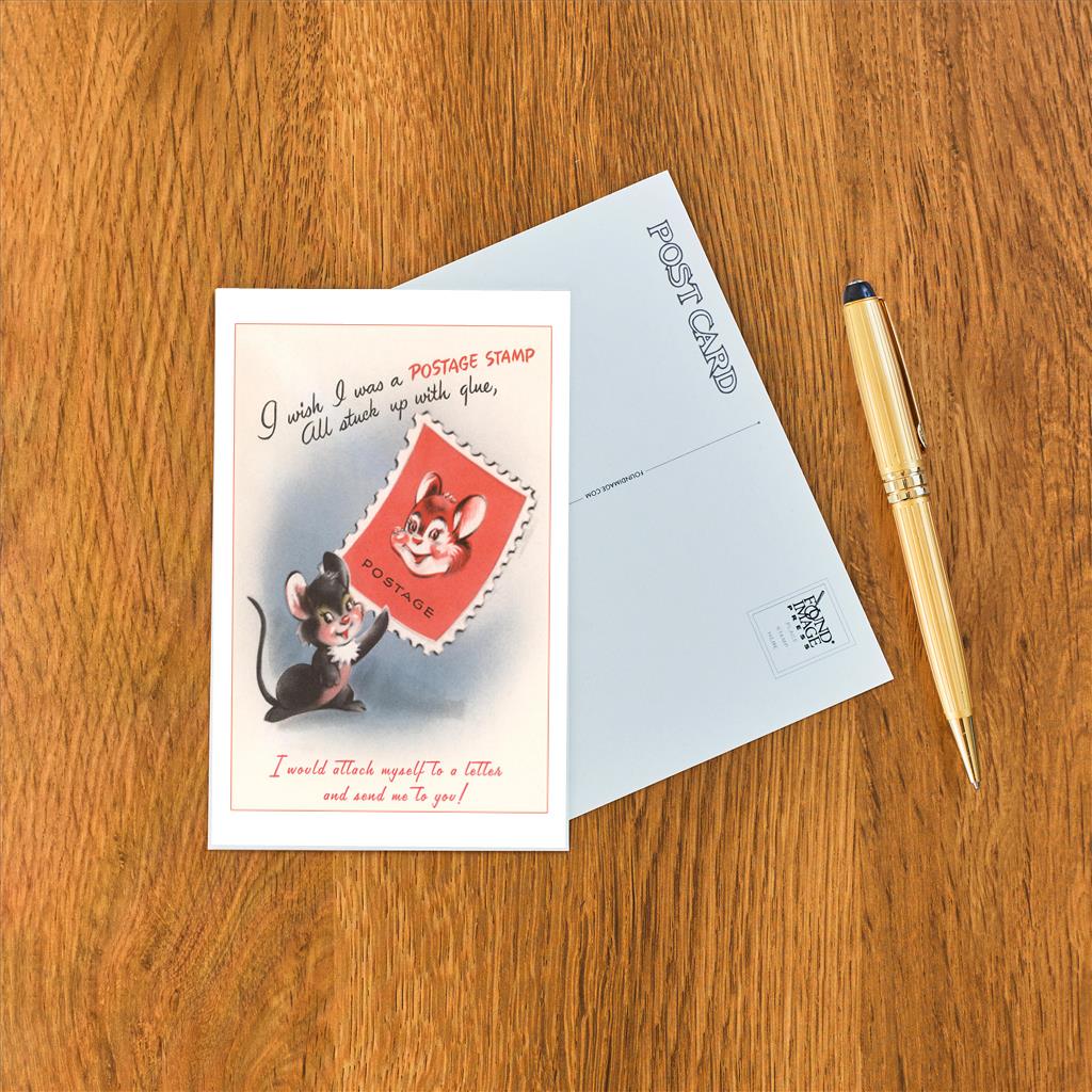 Elevate your inventory with this classic 3.5" x 5.5" postcard featuring an image from our Invitations & Occasions collection titled Cute Cartoon Creature with Stamp.