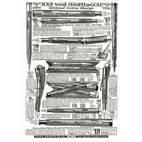 Elevate your inventory with this classic 3.5" x 5.5" postcard featuring an image from our Literature & Letters collection titled Fountain Pen Catalog.