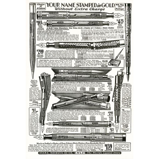 Elevate your inventory with this classic 3.5" x 5.5" postcard featuring an image from our Literature & Letters collection titled Fountain Pen Catalog.