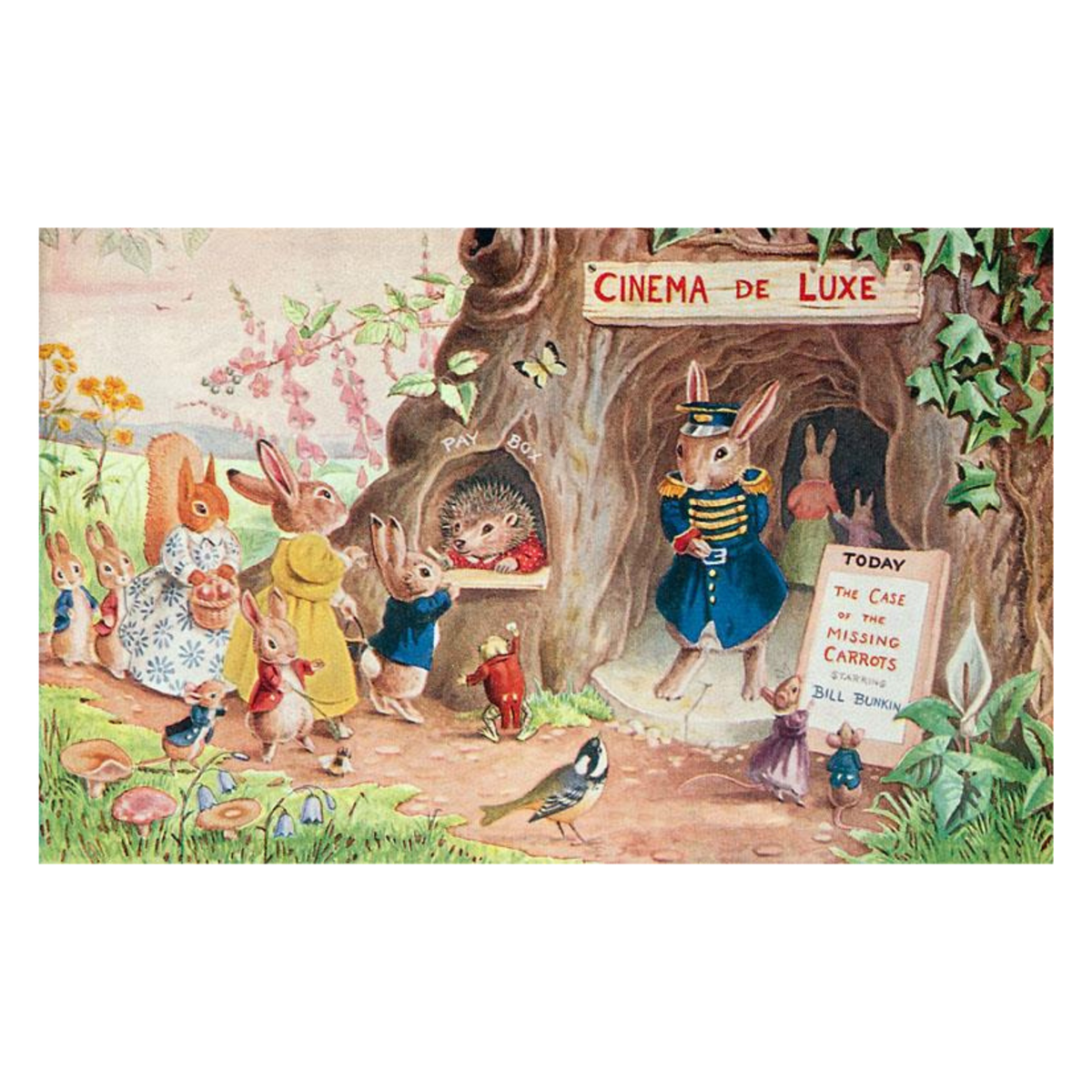 Elevate your inventory with this classic 3.5" x 5.5" postcard featuring an image from our Photography &amp; Film Related collection titled Movie Theater for Rabbits.