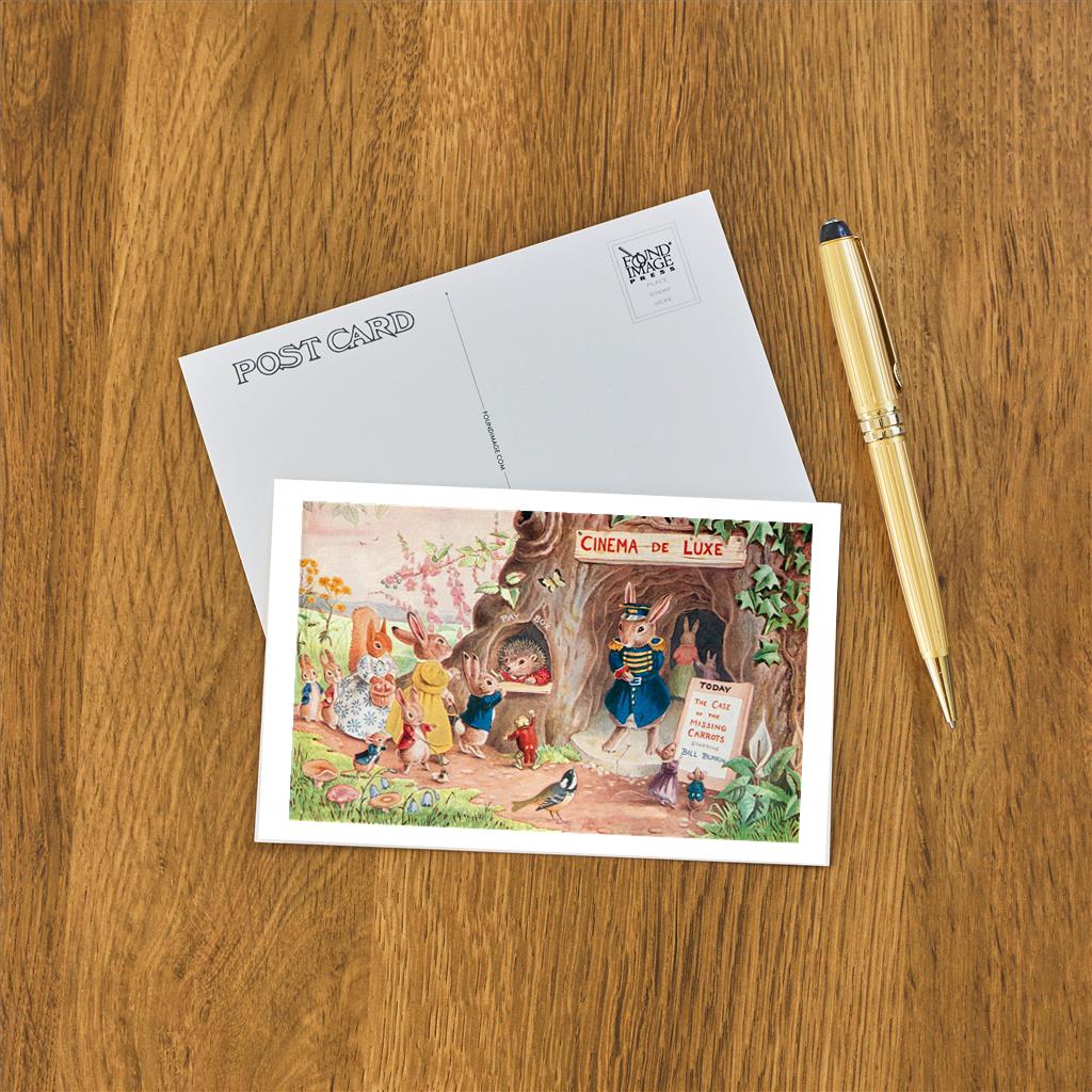 Elevate your inventory with this classic 3.5" x 5.5" postcard featuring an image from our Photography &amp; Film Related collection titled Movie Theater for Rabbits.