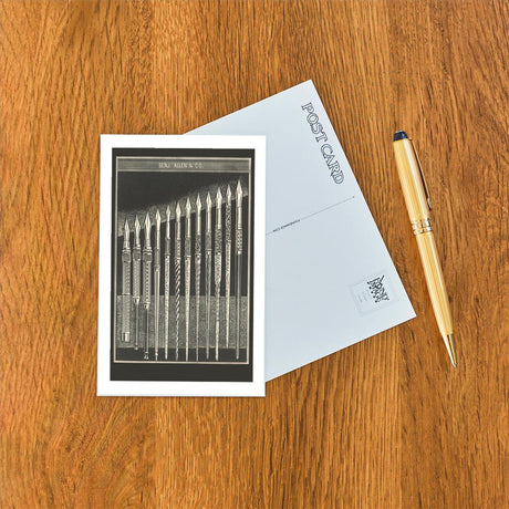 Elevate your inventory with this classic 3.5" x 5.5" postcard featuring an image from our Literature & Letters collection titled Selection of Fountain Pens.