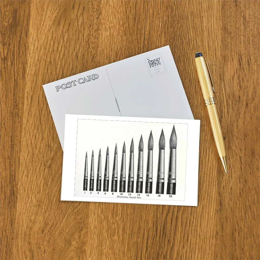 Elevate your inventory with this classic 3.5" x 5.5" postcard featuring an image from our Art Misc. collection titled Variety of Paint Brushes.

It captures a nostalgic, vintage-inspired aesthetic that customers love. Perfect for adding a charming, retro flair to your repertoire.