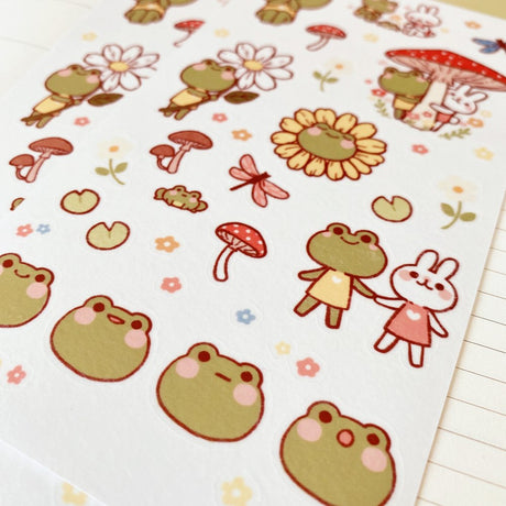 Cherry Rabbit Frog Friends Sticker Sheet