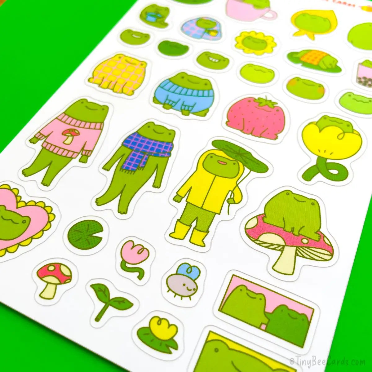 Tiny Bee Cards - Frog Life Vinyl Sticker Sheet