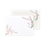 A traditional Japanese mini letter set featuring plum blossoms blooming in the cold winter season.
