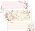Frontier - Japanese Plum Blossom One-Stroke Paper

[Specifications]
● Contents: 36 sheets, ruled, 18 sheets each of 2
designs ● Size: H82 x W170mm

Plum blossoms tell us that the long winter is over and spring is coming a little early. The design features red plum blossoms that have begun to bloom a little bit despite the cold weather. The pastel shades give a sense of springtime gentleness. The ruled lines make it easy to write letters.