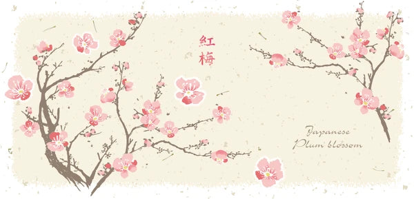 Frontier - Japanese Plum Blossom One-Stroke Paper

[Specifications]
● Contents: 36 sheets, ruled, 18 sheets each of 2
designs ● Size: H82 x W170mm

Plum blossoms tell us that the long winter is over and spring is coming a little early. The design features red plum blossoms that have begun to bloom a little bit despite the cold weather. The pastel shades give a sense of springtime gentleness. The ruled lines make it easy to write letters.