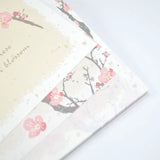Frontier - Japanese Plum Blossom One-Stroke Paper

[Specifications]
● Contents: 36 sheets, ruled, 18 sheets each of 2
designs ● Size: H82 x W170mm

Plum blossoms tell us that the long winter is over and spring is coming a little early. The design features red plum blossoms that have begun to bloom a little bit despite the cold weather. The pastel shades give a sense of springtime gentleness. The ruled lines make it easy to write letters.
