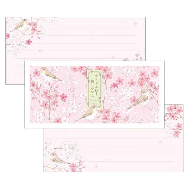 Celebrate the gentle beauty of spring with this charming letter paper from Frontier. Featuring delicate cherry blossoms and a sweet little bird, these thoughtfully illustrated postcards capture the peaceful feeling of waiting for the cherry trees to bloom. Soft colors and nature-inspired artwork make them perfect for sending heartfelt notes, displaying as mini art prints, or adding to a stationery collection.