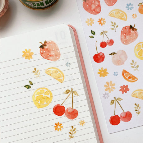 Watercolor Fruits Sticker Sheet