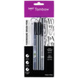 Contains the soft, hard tip and twin tip Fudenosuke Brush Pens.

Features a flexible brush tip for different lettering and drawing techniques. Create extra-fine, fine, or medium strokes by a change in brush pressure. Great for calligraphy and art drawings.

Soft tip, hard tip, and twin tip– water-based, pigmented black ink.
Odorless.
Non-refillable.