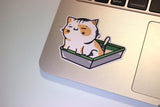 Funny Cat in Litter Box Vinyl Sticker