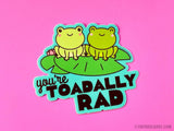 Funny Frog Vinyl Sticker "Toadally Rad"
