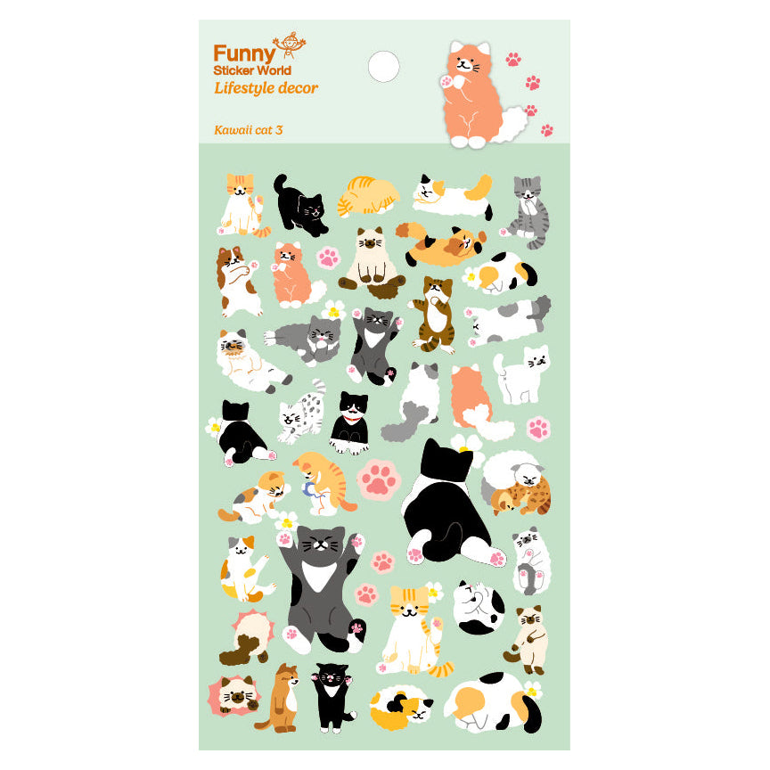 Funny Sticker World - Kawaii Cat Puffy Sticker Sheet