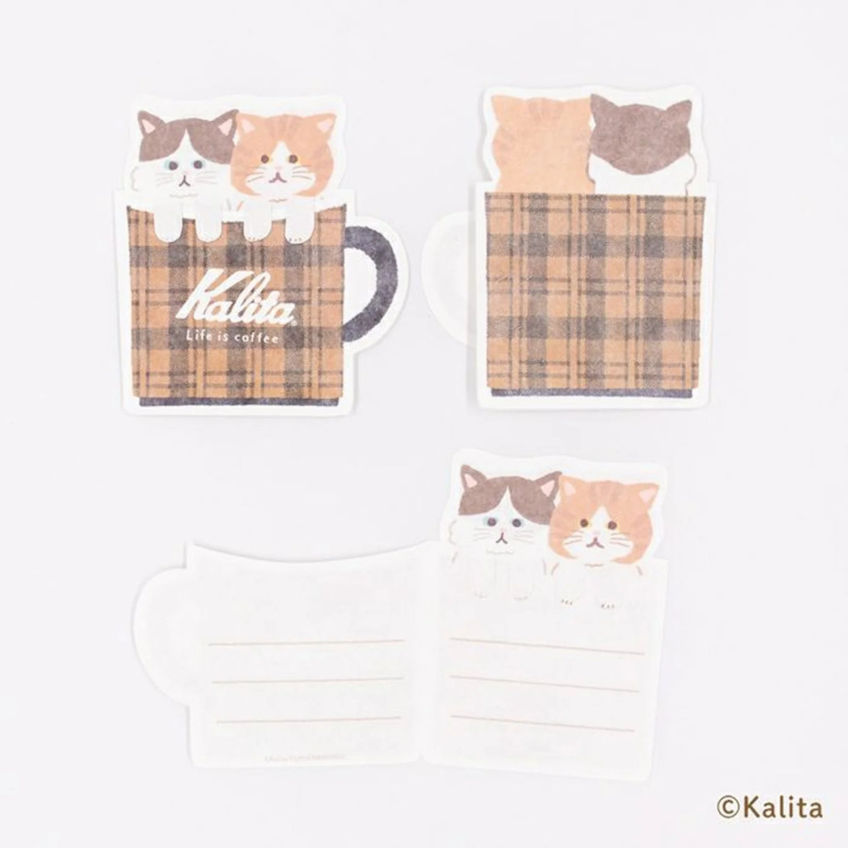 Inspired by the corporate philosophy of Kalita, a leading coffee equipment manufacturer—&nbsp;"A slightly better time, a perfectly timed moment"—
we’ve created the second edition of our original stationery to enjoy with your coffee.


This collection is designed to be enjoyed alongside your coffee moments. The cat's paw features a cutout, allowing it to be used as a seal-perfect for adding a sweet touch to a letter when giving a gift.
6 sheets of letter paper
Material: Japanese Paper