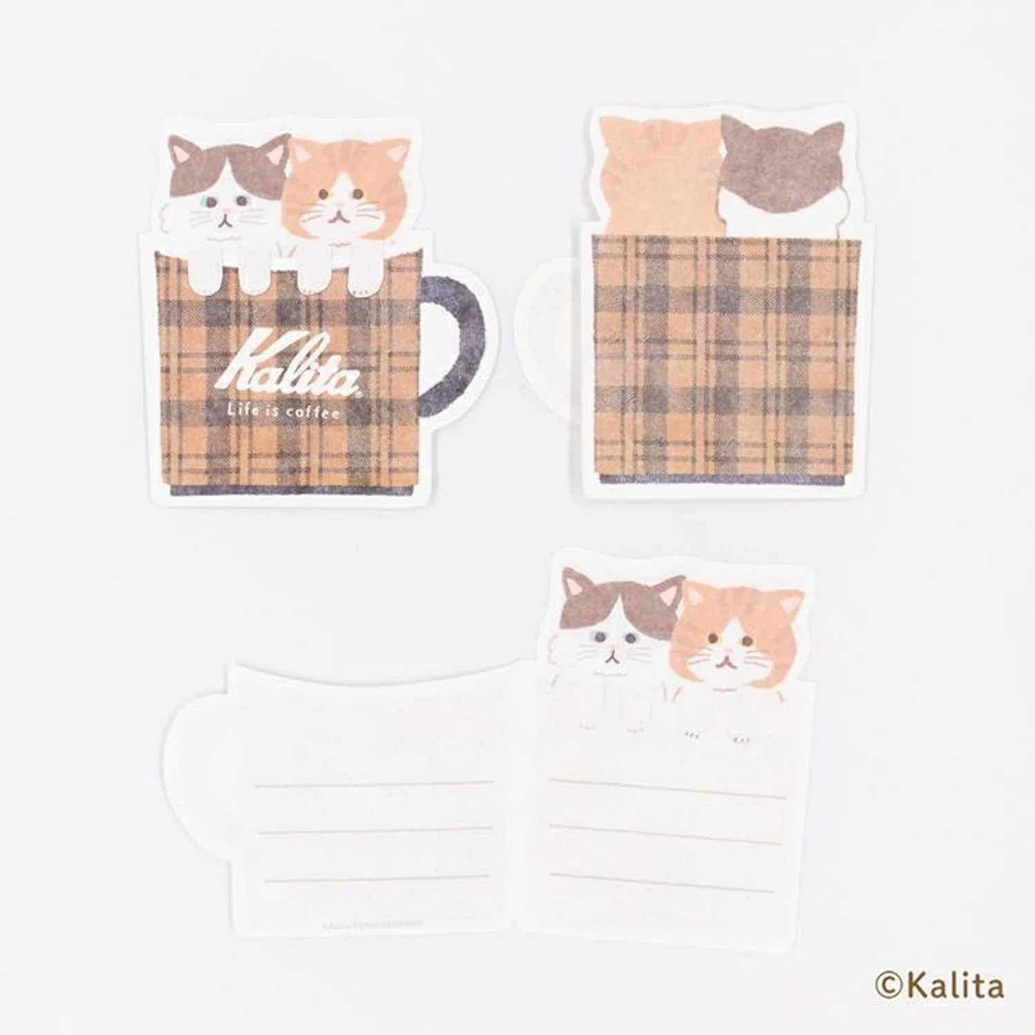Inspired by the corporate philosophy of Kalita, a leading coffee equipment manufacturer—&nbsp;"A slightly better time, a perfectly timed moment"—
we’ve created the second edition of our original stationery to enjoy with your coffee.


This collection is designed to be enjoyed alongside your coffee moments. The cat's paw features a cutout, allowing it to be used as a seal-perfect for adding a sweet touch to a letter when giving a gift.
6 sheets of letter paper
Material: Japanese Paper