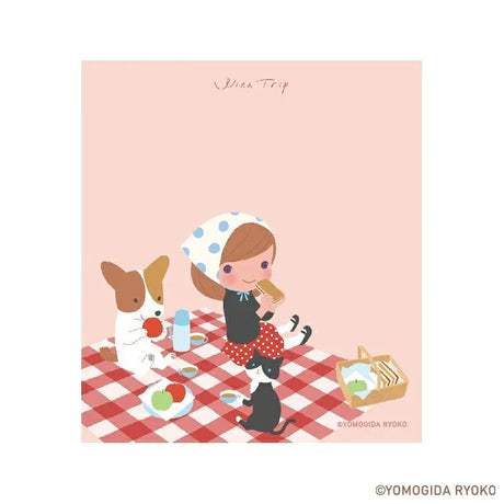Introducing the cute memo pads from the wonderful artist Ryoko Yomogida's With Trip collection! It features a lovely girl character accompanied by her little animal friends as they adventure through the world. Choose from the various designs available to spread warmth one note at a time!
