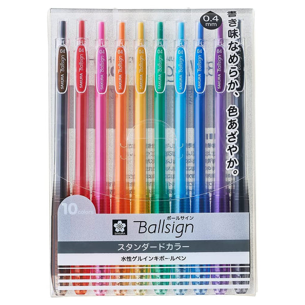 Sakura Ballsign Knock Gel Pen - Set of 10