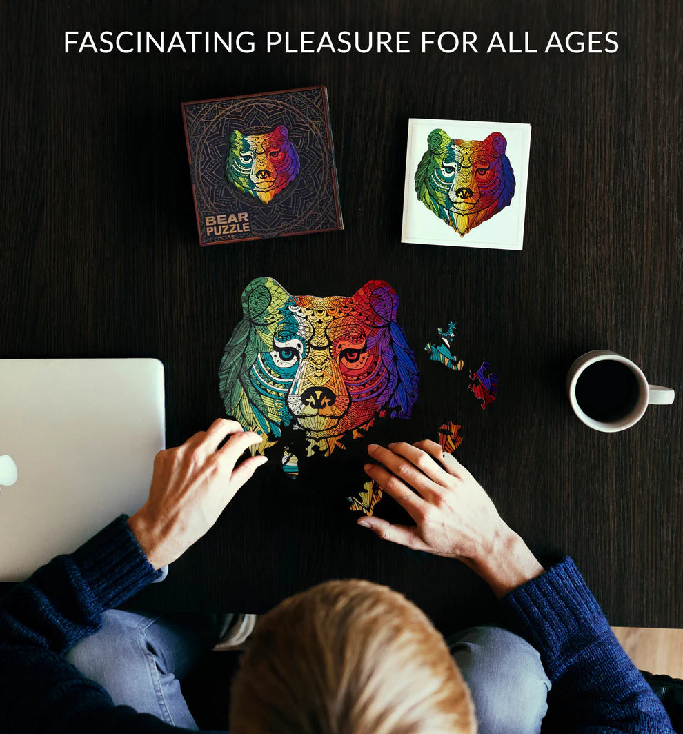 The Bear Shaped Jigsaw Pieces Wooden Puzzle is a unique and challenging puzzle that is perfect for people of all ages. The puzzle consists of 70 irregular wooden pieces that are shaped like a bear.