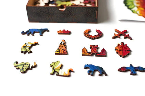 The Lion Shaped Jigsaw Piecezz Puzzle is a small, challenging puzzle that is perfect for noble leaders who are always up for a challenge and not afraid to take risks. The puzzle features 70 small, irregularly shaped pieces that are precision-cut from high-quality wood. The puzzle is shaped like a lion, making it a fun and educational puzzle for children and adults alike.