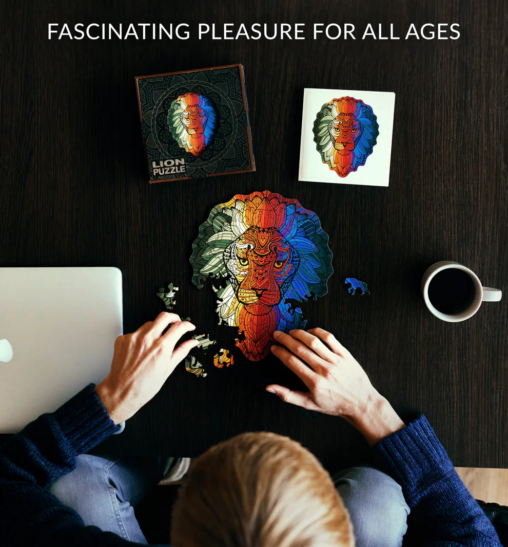 The Lion Shaped Jigsaw Piecezz Puzzle is a small, challenging puzzle that is perfect for noble leaders who are always up for a challenge and not afraid to take risks. The puzzle features 70 small, irregularly shaped pieces that are precision-cut from high-quality wood. The puzzle is shaped like a lion, making it a fun and educational puzzle for children and adults alike.