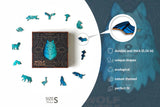 Embark on a thrilling adventure into the world of the wilderness with our Wolf Shaped Jigsaw Pieces Wooden Puzzle. This unique wooden puzzle is a captivating fusion of artistry and the untamed beauty of wolves, designed to enchant both kids and adults. Explore the details of this remarkable animal-shaped puzzle and prepare for hours of exciting play.