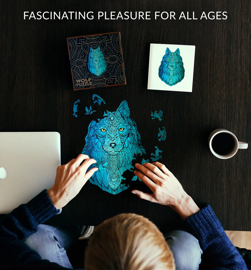 Embark on a thrilling adventure into the world of the wilderness with our Wolf Shaped Jigsaw Pieces Wooden Puzzle. This unique wooden puzzle is a captivating fusion of artistry and the untamed beauty of wolves, designed to enchant both kids and adults. Explore the details of this remarkable animal-shaped puzzle and prepare for hours of exciting play.