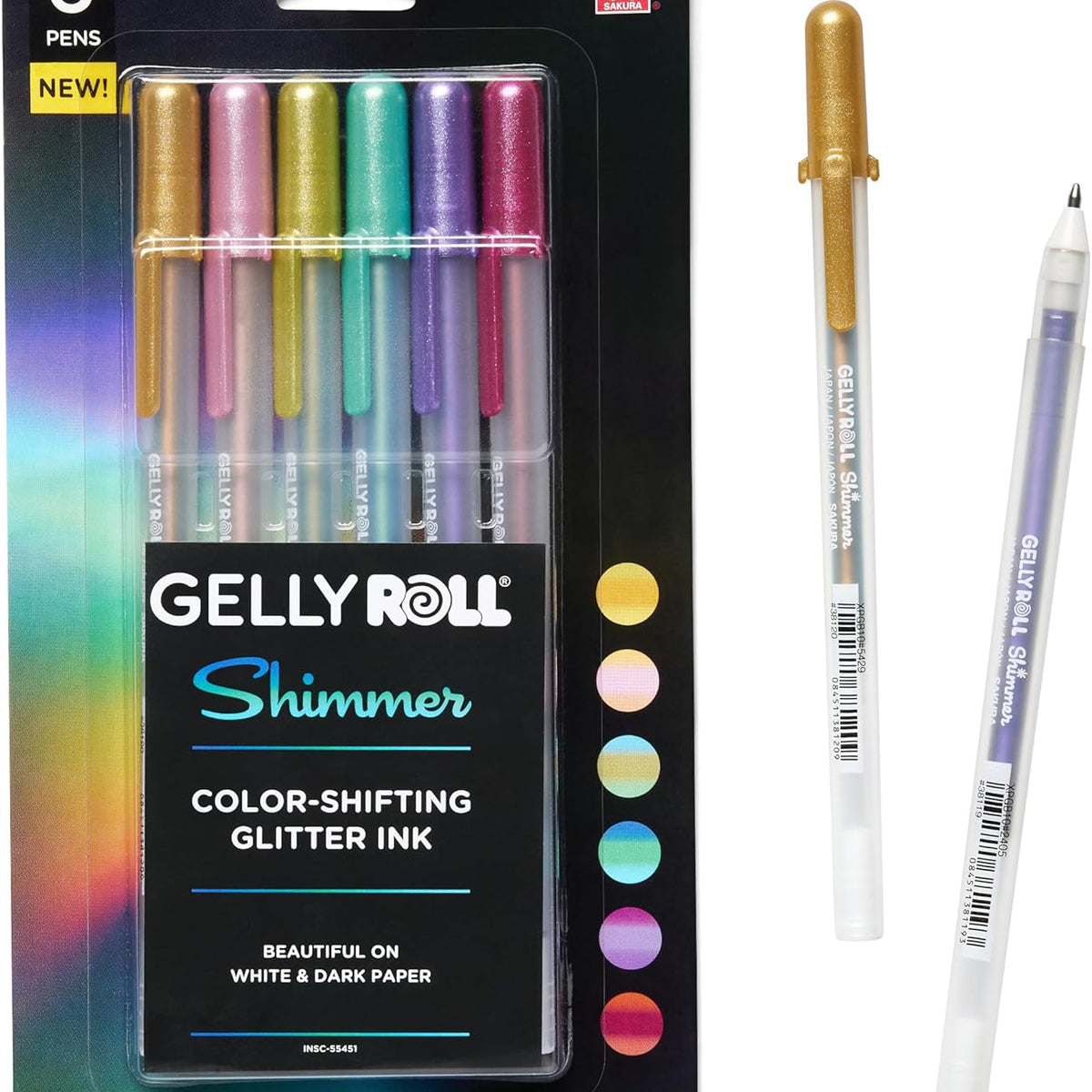 Gelly Roll Shimmer Pen 6/Pkg - Color Shifting Glitter Ink – Little ...