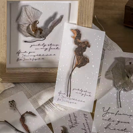 These dried floral ephemera packs are great for your journal, card making, and framed decoration! Each piece features a dried floral element with a quote and gentle white flecks for a soft and vintage appearance. Each pack comes with 30 pieces offering a wide variety of options to choose from!

One set is 30 pieces