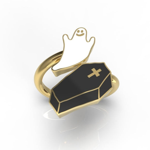 Ghost & Coffin Adjustable Ring