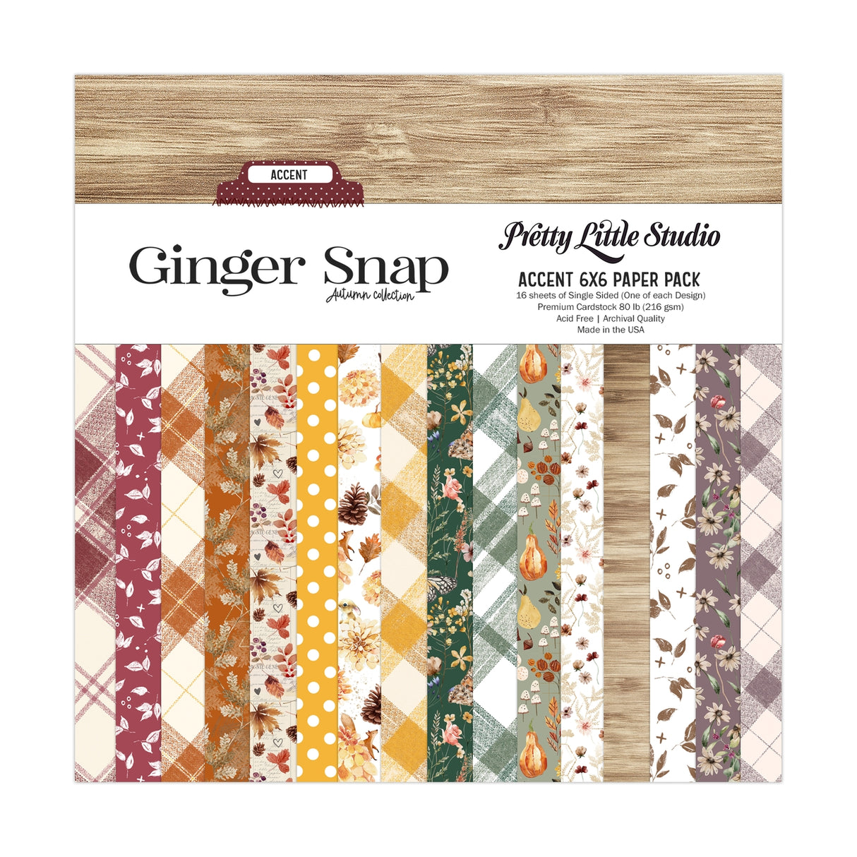 Ginger Snap Accent 6x6 Single Sided Paper Pack - 16 Pcs