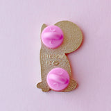 Glitter Punk - Ginger Cat Enamel Pin

Due to popular demand, here is a Ginger Cat enamel pin in a classic Glitter Punk style! Made from gold hard enamel, this 36mm cat has screen printed details, and sits under a glittery moon. It is secured with two pink rubber clasps.