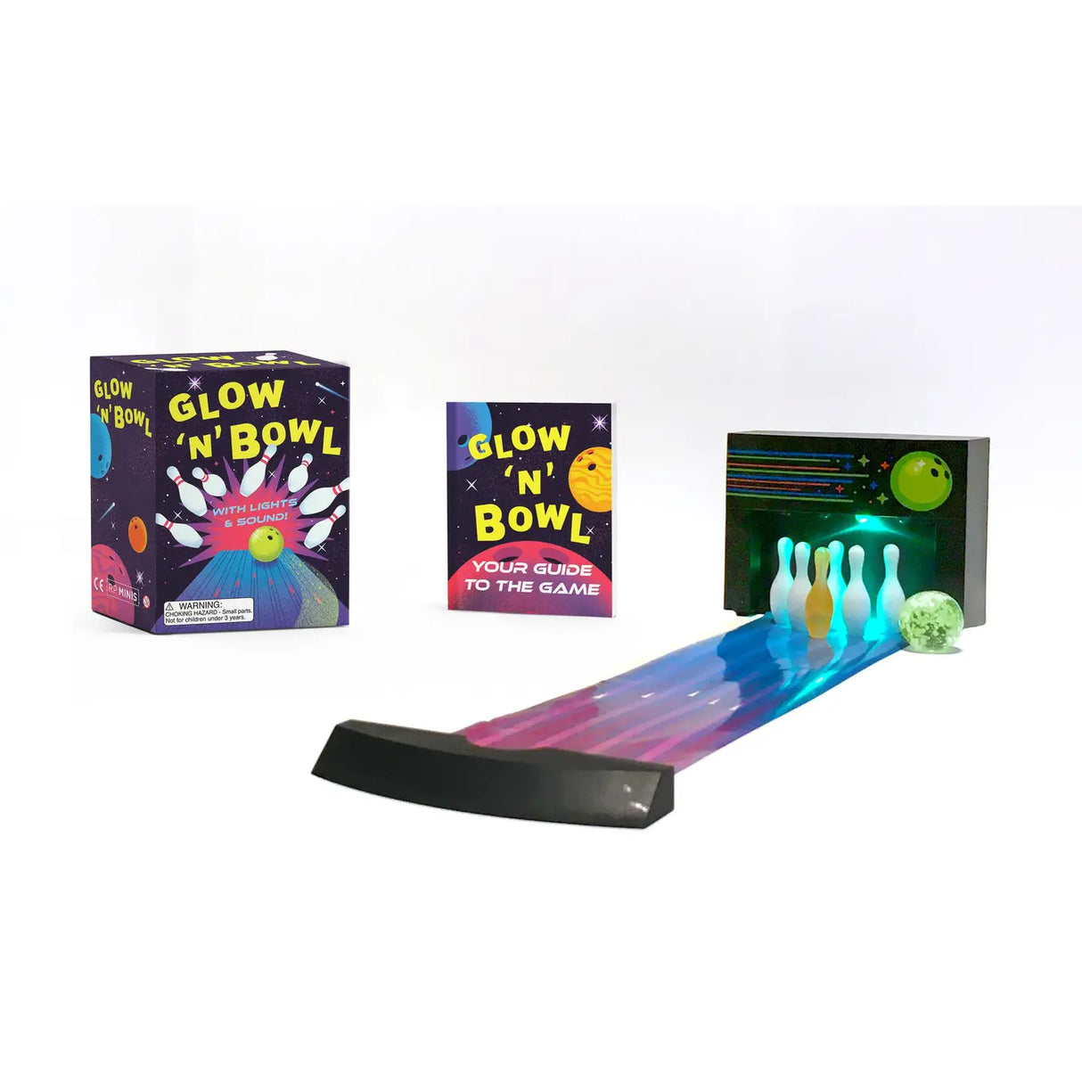 Glow 'n' Bowl

Bring a beloved pastime to your desktop with a glow-in-the-dark twist! This striking kit includes a bowling lane, lights and music, pins, and a bowling ball. Whether you call it midnight bowling or another name completely, bring the fun and excitement of Glow 'n' Bowl right to your desk.

Kit includes:

11" bowling lane with glow-in-the-dark features and flashing lights and music
6 pins
Bowling ball&nbsp;
Mini book with history and rules of the game
