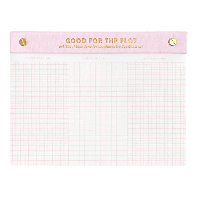 Make your to-do list feel just as satisfying as finishing a good book. The Good for the Plot Notepad is your new favorite tool for tackling tasks before, during, and after your latest read. With a 3-column layout for tracking productivity around reading time, this 6x8 notepad adds a bookish twist to your daily planning. Great for readers working on character development—real or fictional—and perfect for desks, nightstands, or gift baskets. Use it to balance your TBR list with real-life priorities in style.