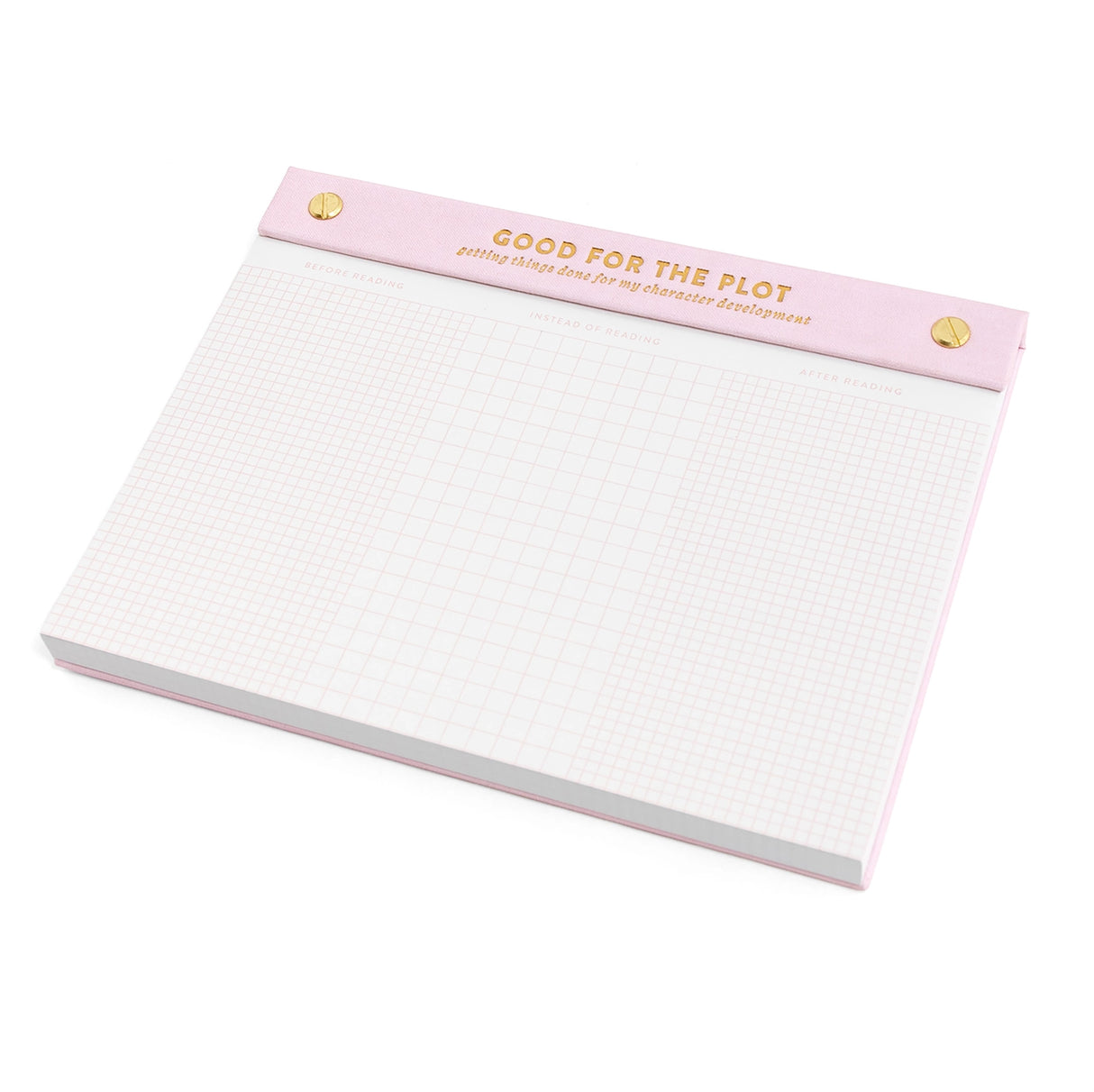 Make your to-do list feel just as satisfying as finishing a good book. The Good for the Plot Notepad is your new favorite tool for tackling tasks before, during, and after your latest read. With a 3-column layout for tracking productivity around reading time, this 6x8 notepad adds a bookish twist to your daily planning. Great for readers working on character development—real or fictional—and perfect for desks, nightstands, or gift baskets. Use it to balance your TBR list with real-life priorities in style.