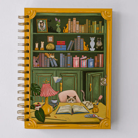 Good Juju Ink Undated Spiral Planner - Cat Library